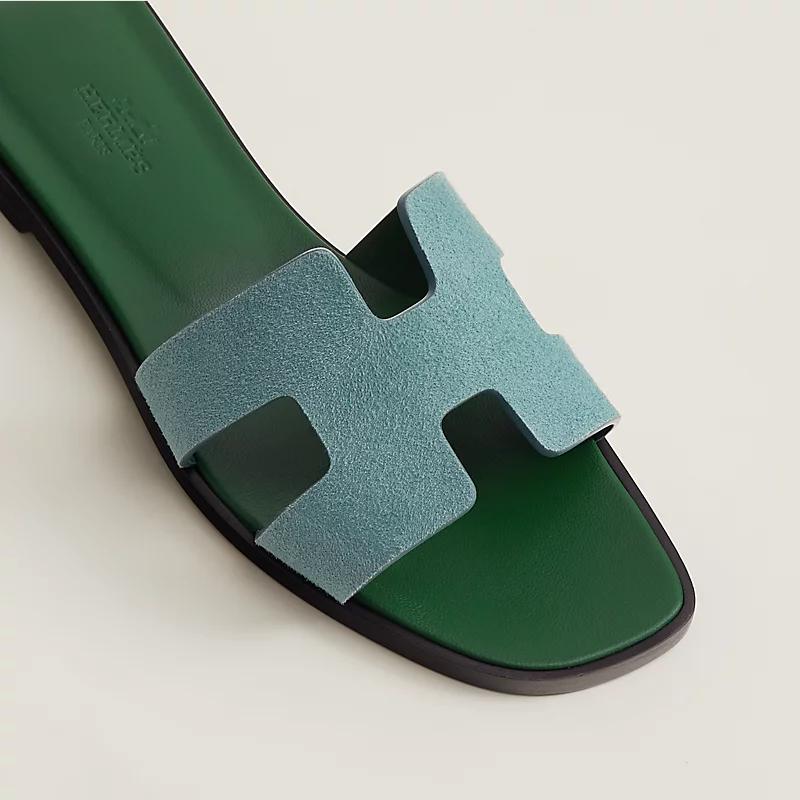 Giày Hermes Oran Sandal Nữ Xanh Lá Xanh Dương